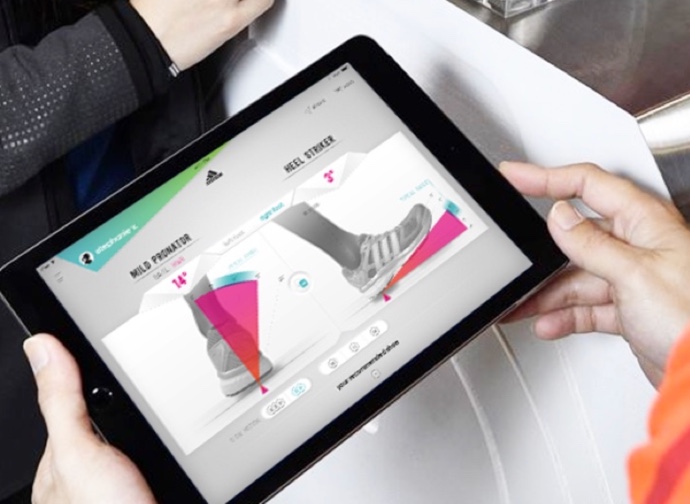 diagram of adidas shoes on a tablet