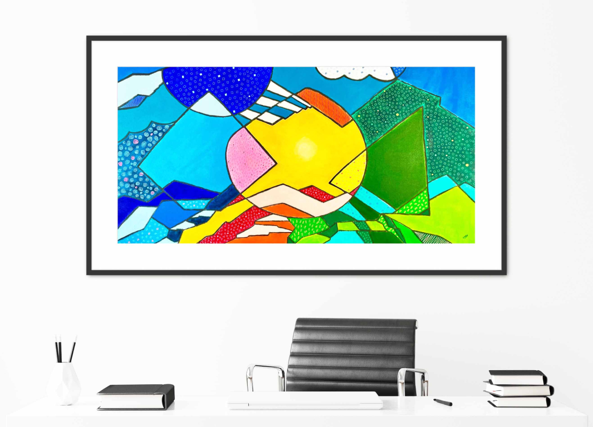 abstract art hanging in office