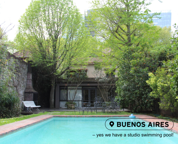 Location: Buenos Aires – yes we have a studio swimming pool!